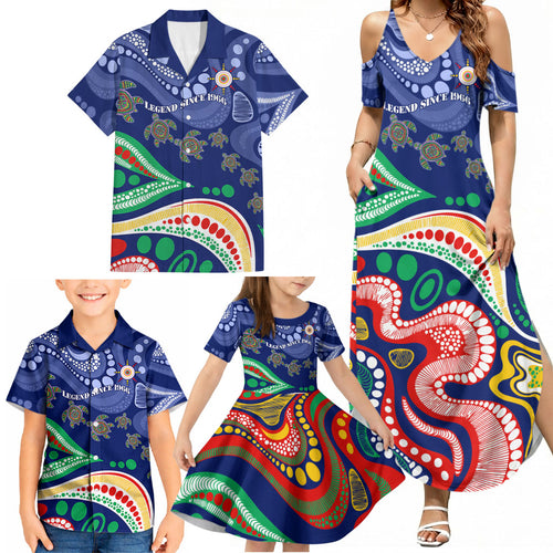Personalized 60th Birthday Aboriginal Art Family Matching Summer Maxi Dress and Hawaiian Shirt Indigenous Sea Turtle Dot Painting Cultural Dancing
