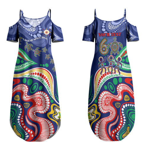 Personalized 60th Birthday Aboriginal Art Family Matching Summer Maxi Dress and Hawaiian Shirt Indigenous Sea Turtle Dot Painting Cultural Dancing