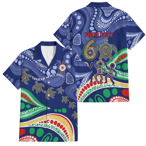 Personalized 60th Birthday Aboriginal Art Family Matching Tank Maxi Dress and Hawaiian Shirt Indigenous Sea Turtle Dot Painting Cultural Dancing