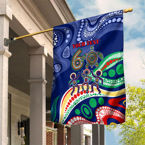 Personalized 60th Birthday Aboriginal Art Garden Flag Indigenous Sea Turtle Dot Painting Cultural Dancing