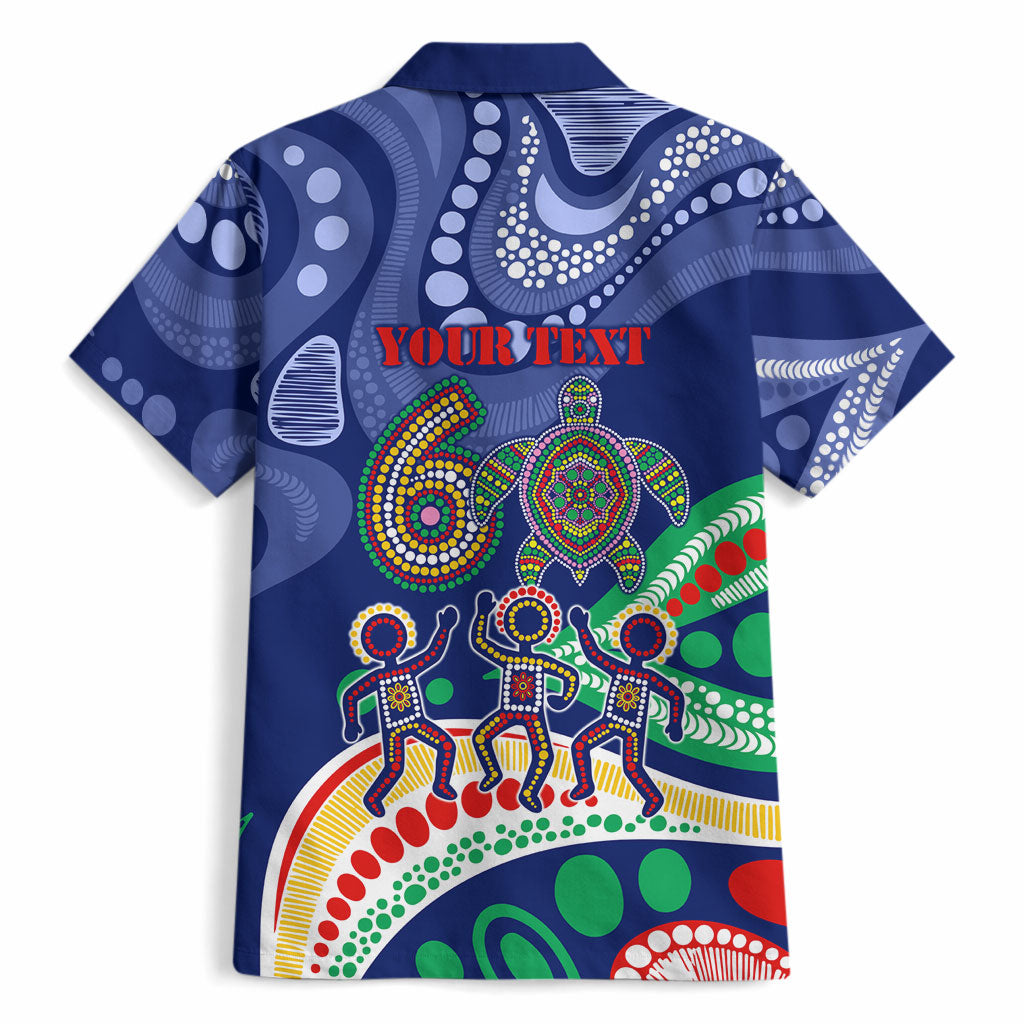 Personalized 60th Birthday Aboriginal Art Hawaiian Shirt Indigenous Sea Turtle Dot Painting Cultural Dancing