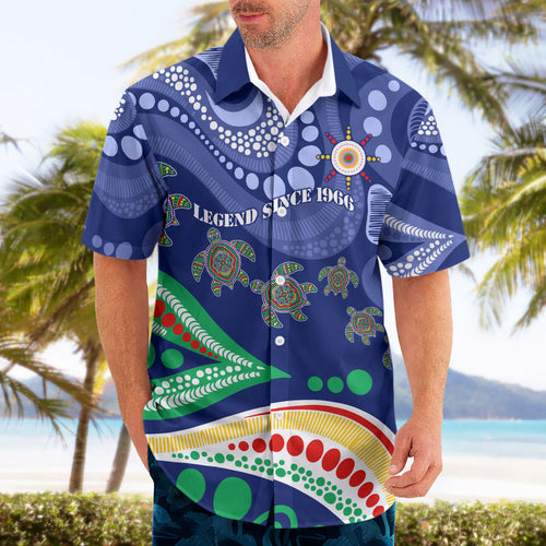 Personalized 60th Birthday Aboriginal Art Hawaiian Shirt Indigenous Sea Turtle Dot Painting Cultural Dancing