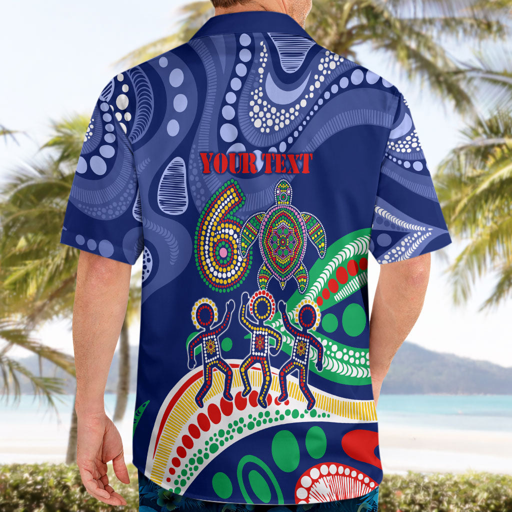 Personalized 60th Birthday Aboriginal Art Hawaiian Shirt Indigenous Sea Turtle Dot Painting Cultural Dancing