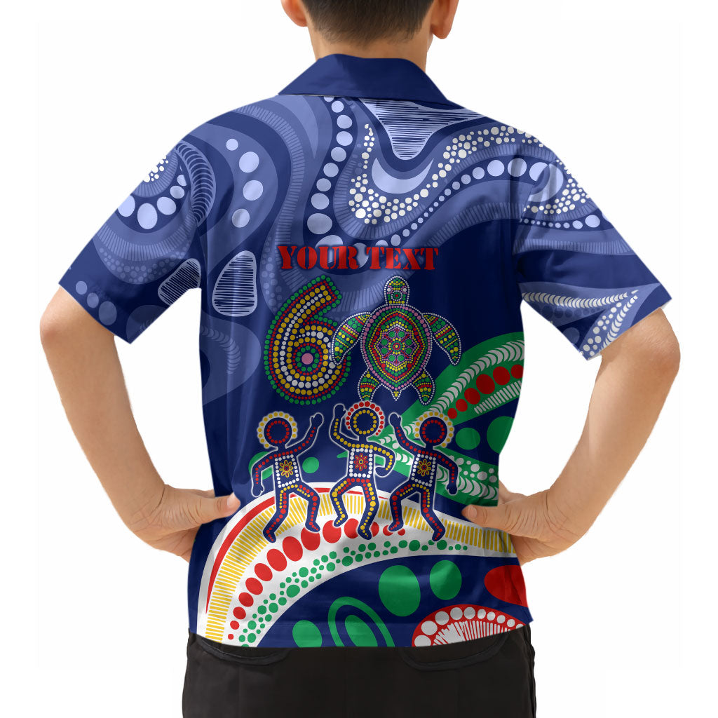 Personalized 60th Birthday Aboriginal Art Hawaiian Shirt Indigenous Sea Turtle Dot Painting Cultural Dancing
