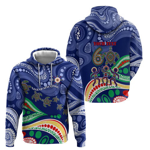Personalized 60th Birthday Aboriginal Art Hoodie Indigenous Sea Turtle Dot Painting Cultural Dancing
