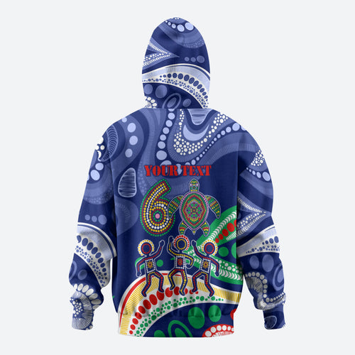 Personalized 60th Birthday Aboriginal Art Hoodie Indigenous Sea Turtle Dot Painting Cultural Dancing