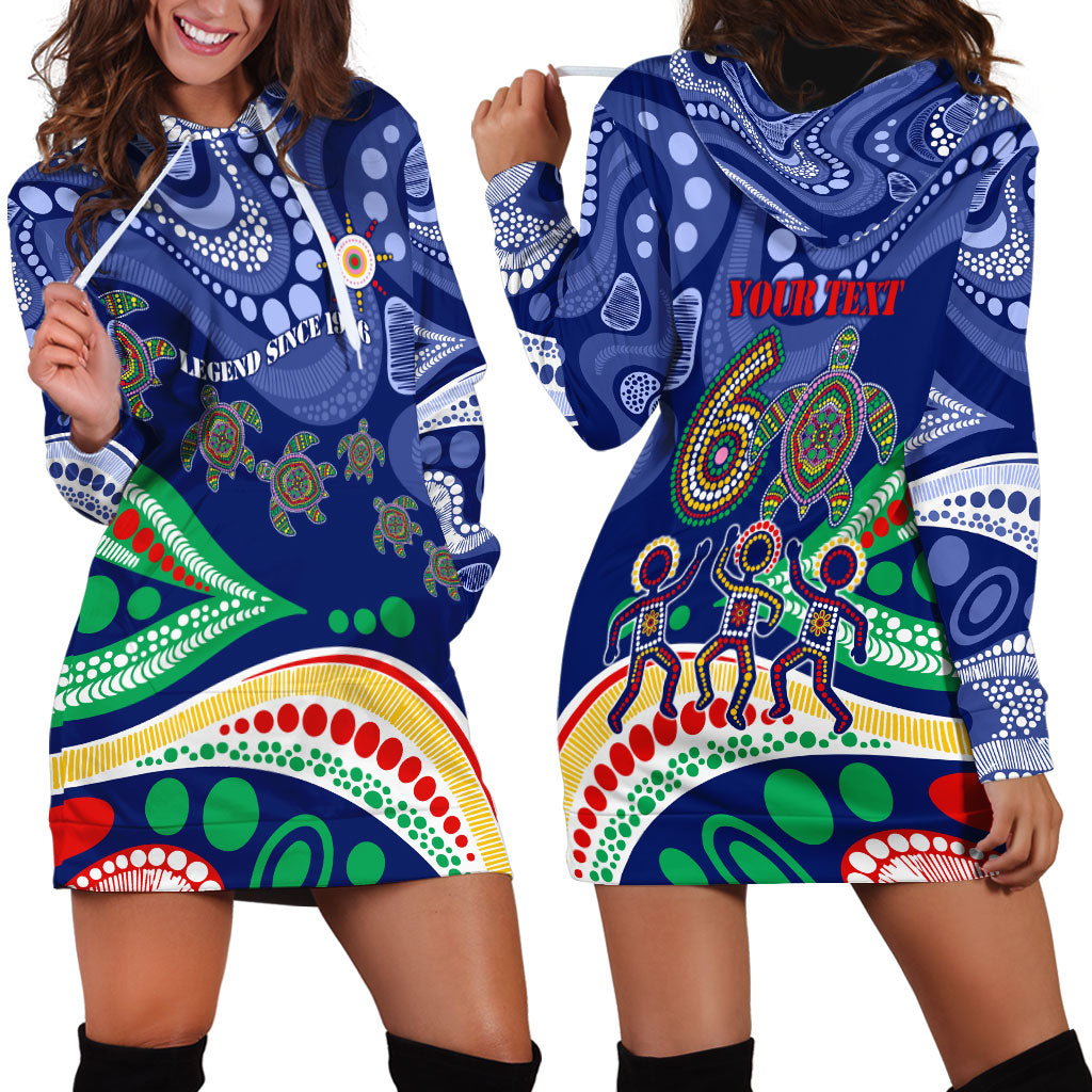 Personalized 60th Birthday Aboriginal Art Hoodie Dress Indigenous Sea Turtle Dot Painting Cultural Dancing