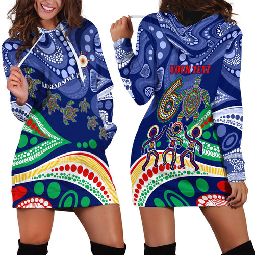 Personalized 60th Birthday Aboriginal Art Hoodie Dress Indigenous Sea Turtle Dot Painting Cultural Dancing