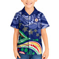 Personalized 60th Birthday Aboriginal Art Kid Hawaiian Shirt Indigenous Sea Turtle Dot Painting Cultural Dancing