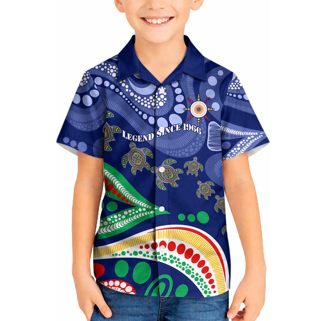 Personalized 60th Birthday Aboriginal Art Kid Hawaiian Shirt Indigenous Sea Turtle Dot Painting Cultural Dancing