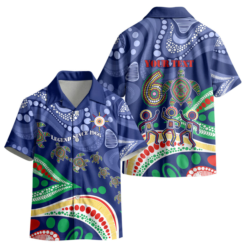 Personalized 60th Birthday Aboriginal Art Kid Hawaiian Shirt Indigenous Sea Turtle Dot Painting Cultural Dancing