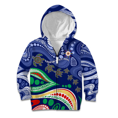 Personalized 60th Birthday Aboriginal Art Kid Hoodie Indigenous Sea Turtle Dot Painting Cultural Dancing
