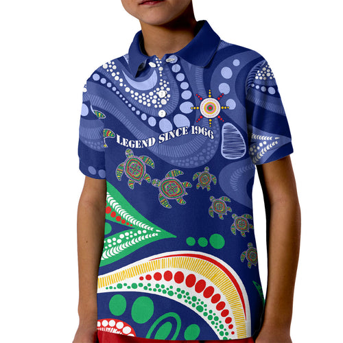 Personalized 60th Birthday Aboriginal Art Kid Polo Shirt Indigenous Sea Turtle Dot Painting Cultural Dancing