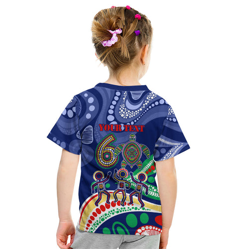 Personalized 60th Birthday Aboriginal Art Kid T Shirt Indigenous Sea Turtle Dot Painting Cultural Dancing