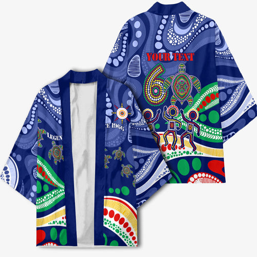 Personalized 60th Birthday Aboriginal Art Kimono Indigenous Sea Turtle Dot Painting Cultural Dancing