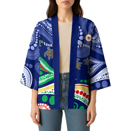 Personalized 60th Birthday Aboriginal Art Kimono Indigenous Sea Turtle Dot Painting Cultural Dancing