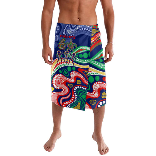 Personalized 60th Birthday Aboriginal Art Lavalava Indigenous Sea Turtle Dot Painting Cultural Dancing