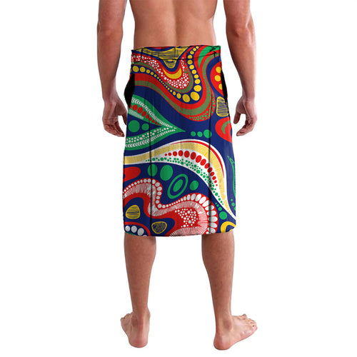 Personalized 60th Birthday Aboriginal Art Lavalava Indigenous Sea Turtle Dot Painting Cultural Dancing