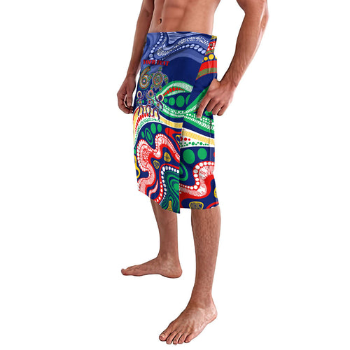 Personalized 60th Birthday Aboriginal Art Lavalava Indigenous Sea Turtle Dot Painting Cultural Dancing