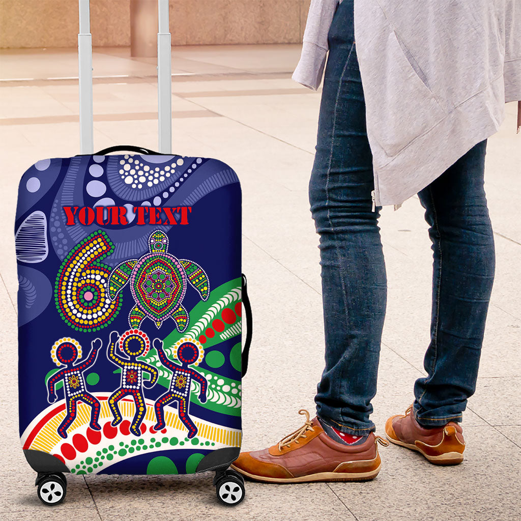 Personalized 60th Birthday Aboriginal Art Luggage Cover Indigenous Sea Turtle Dot Painting Cultural Dancing