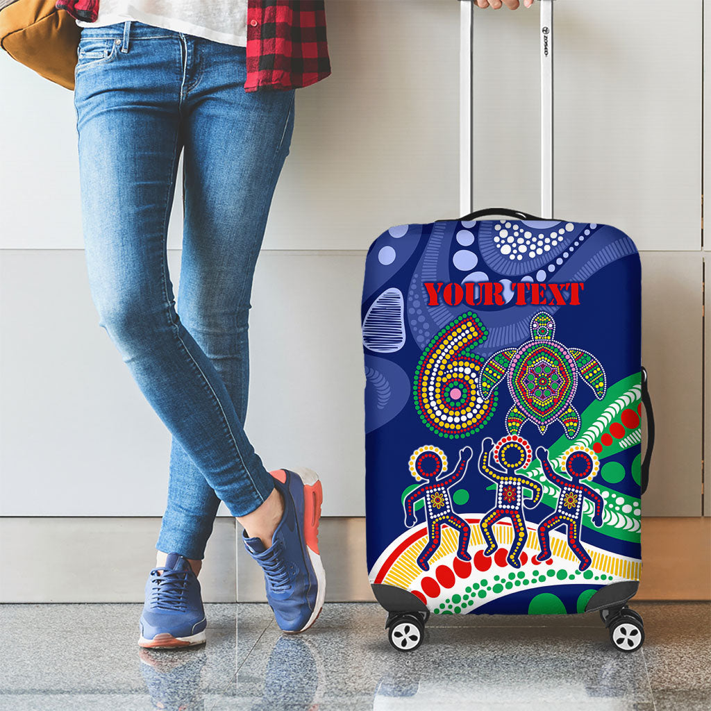 Personalized 60th Birthday Aboriginal Art Luggage Cover Indigenous Sea Turtle Dot Painting Cultural Dancing