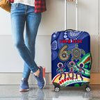 Personalized 60th Birthday Aboriginal Art Luggage Cover Indigenous Sea Turtle Dot Painting Cultural Dancing