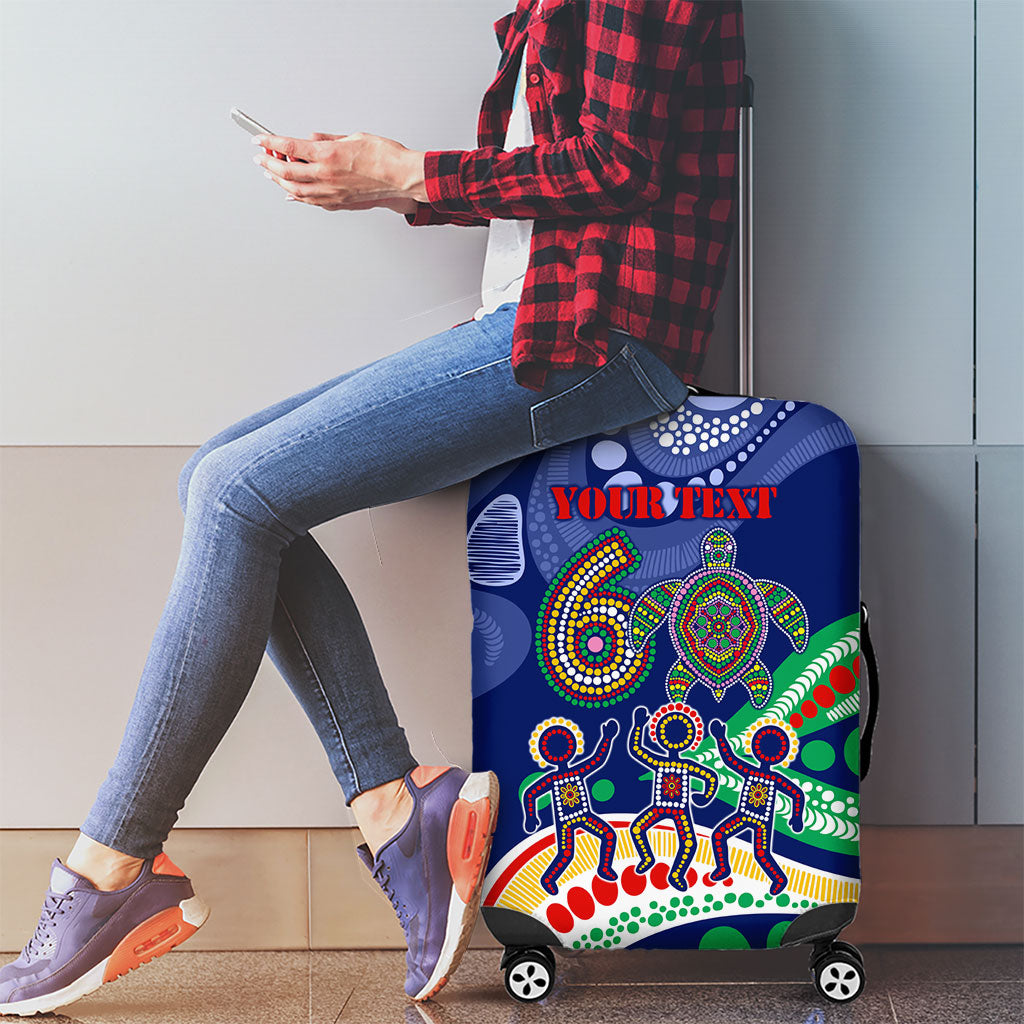 Personalized 60th Birthday Aboriginal Art Luggage Cover Indigenous Sea Turtle Dot Painting Cultural Dancing