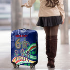 Personalized 60th Birthday Aboriginal Art Luggage Cover Indigenous Sea Turtle Dot Painting Cultural Dancing