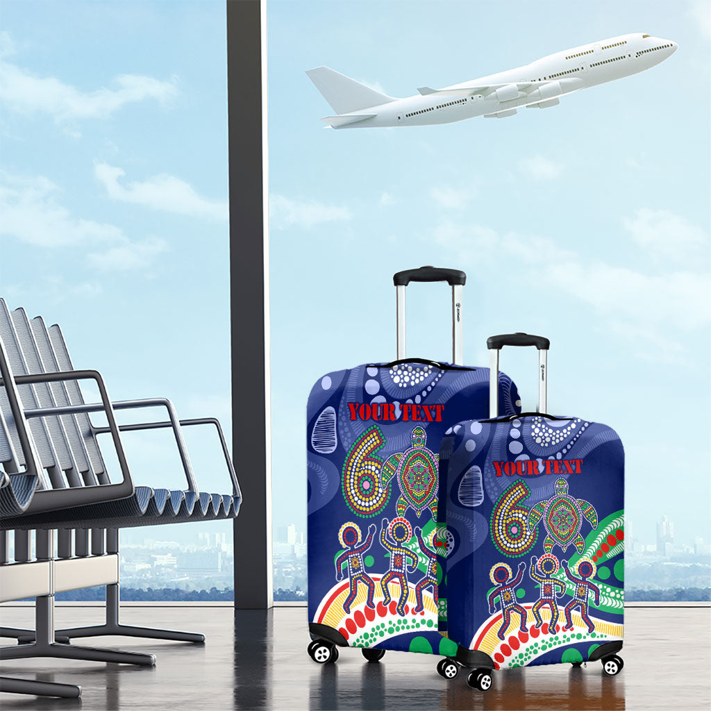 Personalized 60th Birthday Aboriginal Art Luggage Cover Indigenous Sea Turtle Dot Painting Cultural Dancing