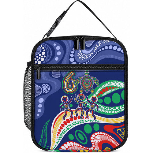 Personalized 60th Birthday Aboriginal Art Lunch Bag Indigenous Sea Turtle Dot Painting Cultural Dancing