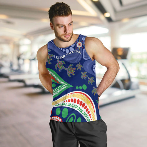 Personalized 60th Birthday Aboriginal Art Men Tank Top Indigenous Sea Turtle Dot Painting Cultural Dancing