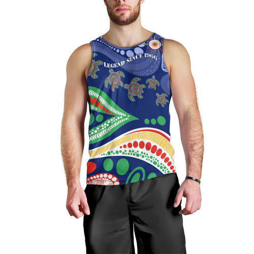 Personalized 60th Birthday Aboriginal Art Men Tank Top Indigenous Sea Turtle Dot Painting Cultural Dancing