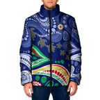 Personalized 60th Birthday Aboriginal Art Padded Jacket Indigenous Sea Turtle Dot Painting Cultural Dancing