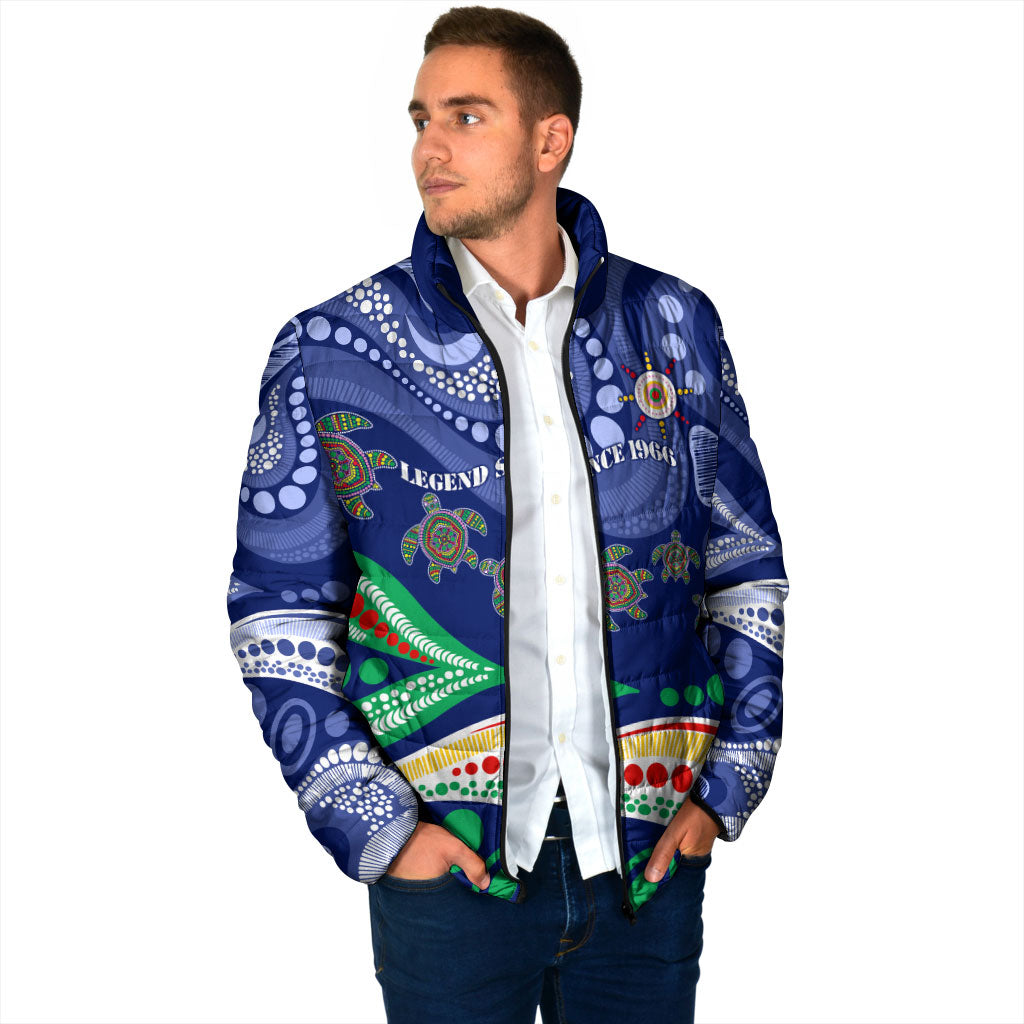 Personalized 60th Birthday Aboriginal Art Padded Jacket Indigenous Sea Turtle Dot Painting Cultural Dancing
