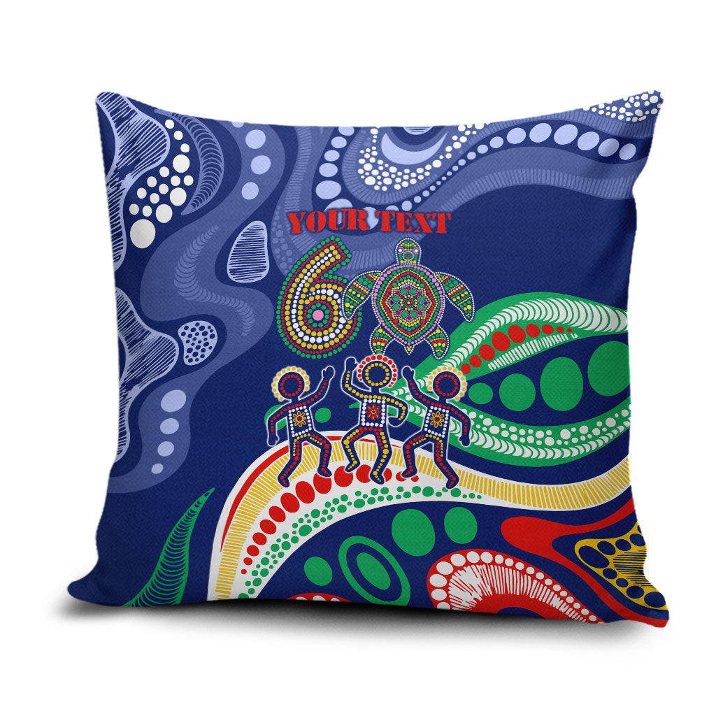 Personalized 60th Birthday Aboriginal Art Pillow Cover Indigenous Sea Turtle Dot Painting Cultural Dancing