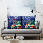 Personalized 60th Birthday Aboriginal Art Pillow Cover Indigenous Sea Turtle Dot Painting Cultural Dancing