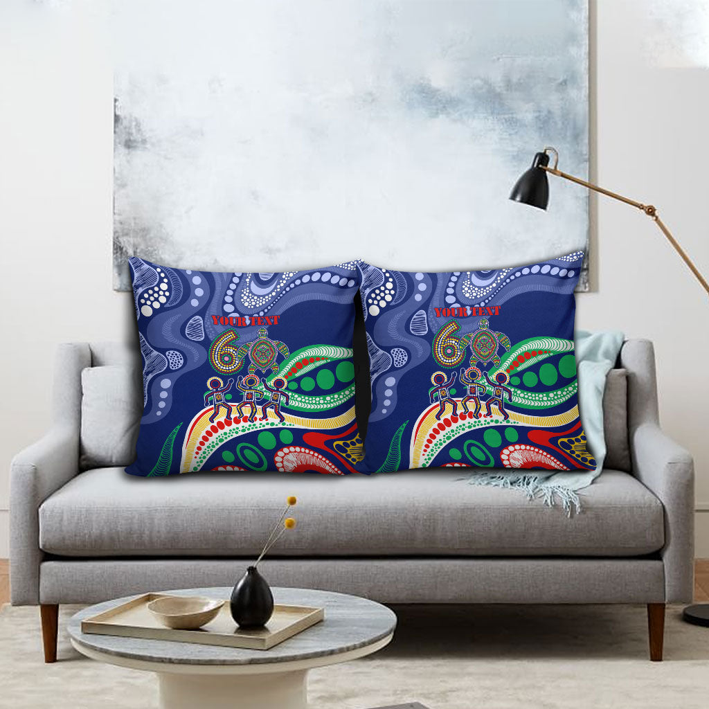 Personalized 60th Birthday Aboriginal Art Pillow Cover Indigenous Sea Turtle Dot Painting Cultural Dancing