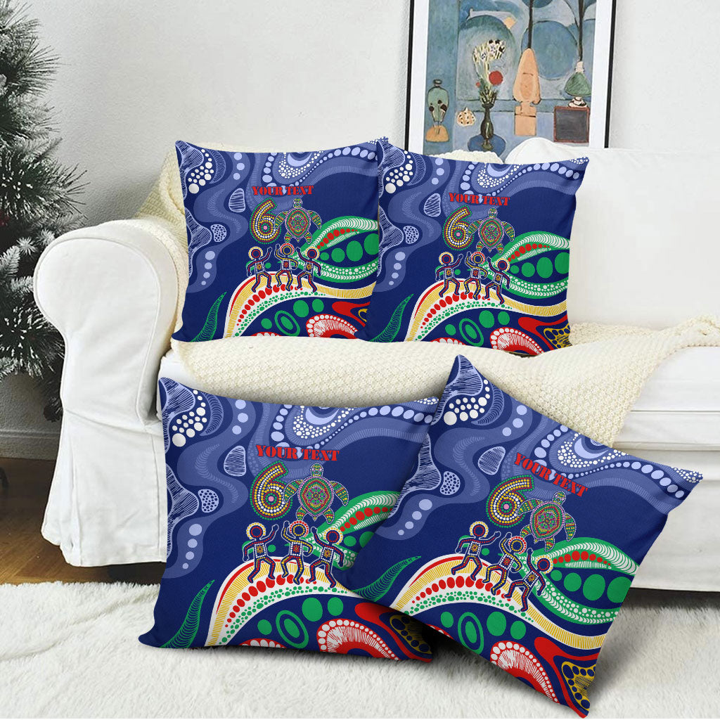 Personalized 60th Birthday Aboriginal Art Pillow Cover Indigenous Sea Turtle Dot Painting Cultural Dancing