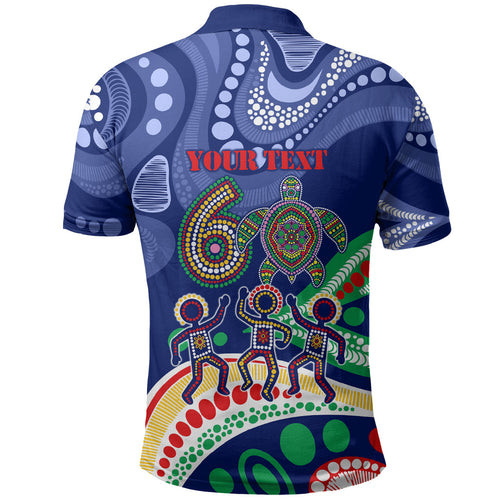 Personalized 60th Birthday Aboriginal Art Polo Shirt Indigenous Sea Turtle Dot Painting Cultural Dancing