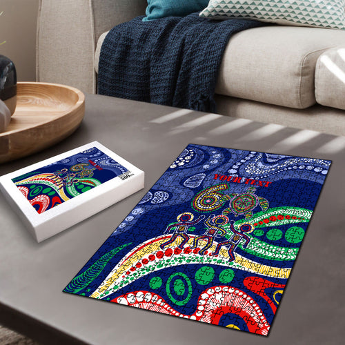 Personalized 60th Birthday Aboriginal Art Puzzle Indigenous Sea Turtle Dot Painting Cultural Dancing