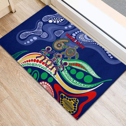 Personalized 60th Birthday Aboriginal Art Rubber Doormat Indigenous Sea Turtle Dot Painting Cultural Dancing