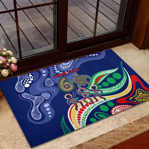 Personalized 60th Birthday Aboriginal Art Rubber Doormat Indigenous Sea Turtle Dot Painting Cultural Dancing
