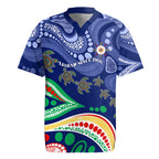 Personalized 60th Birthday Aboriginal Art Rugby Jersey Indigenous Sea Turtle Dot Painting Cultural Dancing