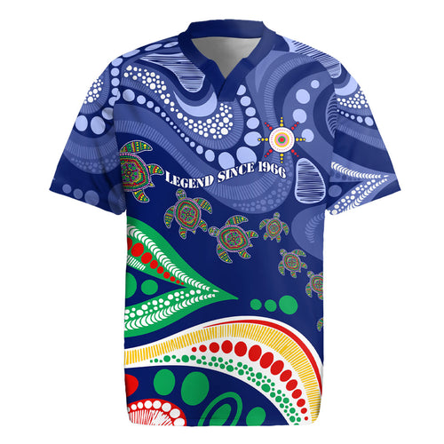 Personalized 60th Birthday Aboriginal Art Rugby Jersey Indigenous Sea Turtle Dot Painting Cultural Dancing