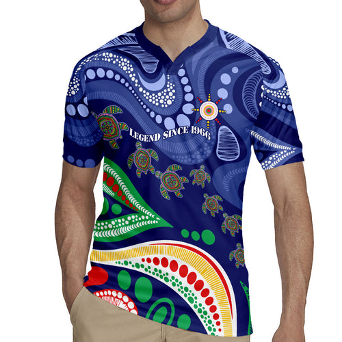 Personalized 60th Birthday Aboriginal Art Rugby Jersey Indigenous Sea Turtle Dot Painting Cultural Dancing