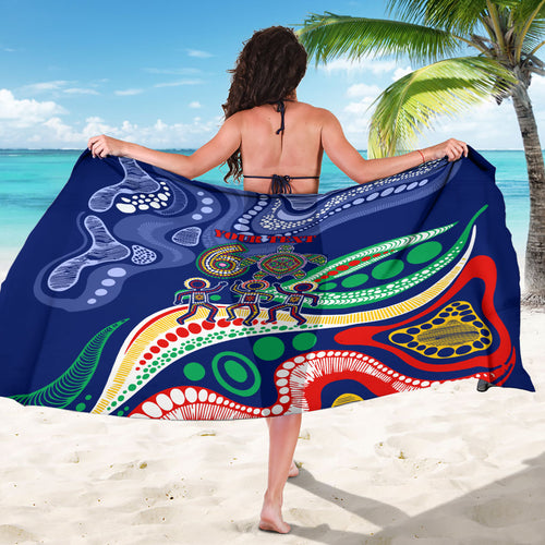 Personalized 60th Birthday Aboriginal Art Sarong Indigenous Sea Turtle Dot Painting Cultural Dancing