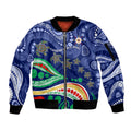 Personalized 60th Birthday Aboriginal Art Sleeve Zip Bomber Jacket Indigenous Sea Turtle Dot Painting Cultural Dancing