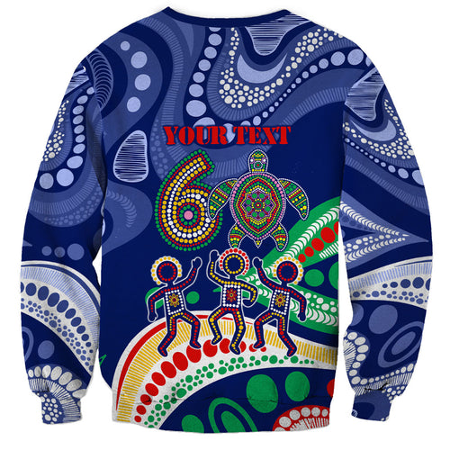 Personalized 60th Birthday Aboriginal Art Sweatshirt Indigenous Sea Turtle Dot Painting Cultural Dancing