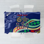 Personalized 60th Birthday Aboriginal Art Tablecloth Indigenous Sea Turtle Dot Painting Cultural Dancing