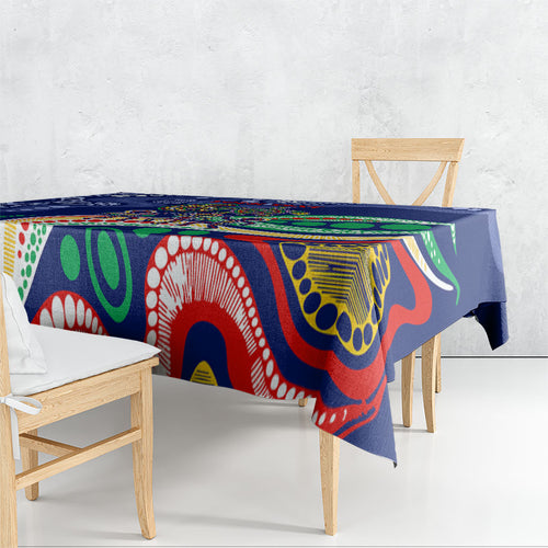 Personalized 60th Birthday Aboriginal Art Tablecloth Indigenous Sea Turtle Dot Painting Cultural Dancing